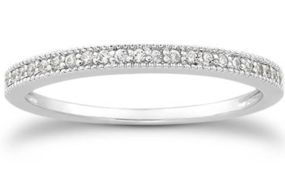 Milgrain Diamond Pave Stackable Wedding Band