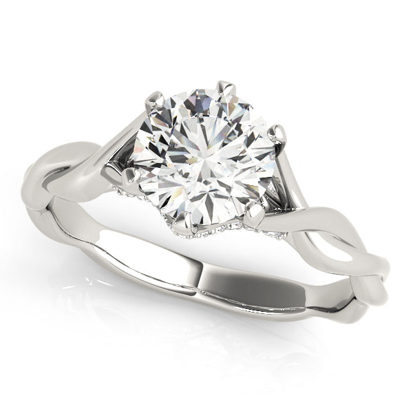 Nature-Inspired Round Diamond with Integrated Twisted-Shank Engagement Ring