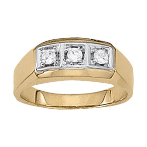 3-Stone Diamond 18K White Gold Mens Ring