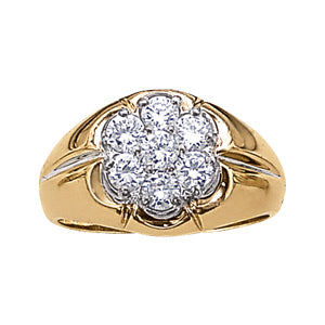 Premium 18K White Gold 7-Diamond Mens Cluster Ring