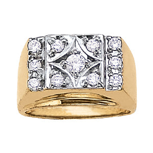 14K White Gold Mens Diamond Cluster Ring