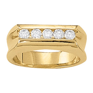 Mens 14K White Gold Diamond Channel Band Ring