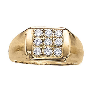 18K White Gold 9-Diamond Mens Cluster Ring