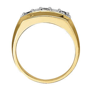 18K White Gold 3-Stone Diamond Mens Ring