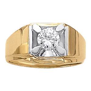 Mens 1CT Lab Diamond Solitaire Ring - 14K White Gold