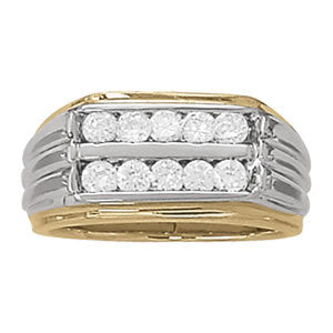 Mens 18K White Gold Diamond Channel Band Ring