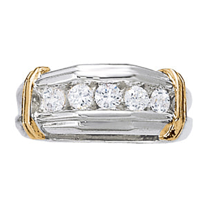 14K White Gold Diamond Channel Gents Ring