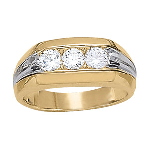 Platinum 1 ct Three-Stone Diamond Mens Ring