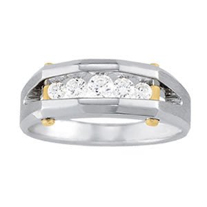 14K White Gold Lab Diamond Gents Channel Ring