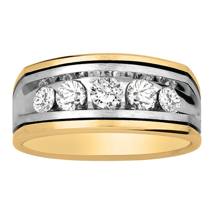 Mens 14K White Gold Diamond Wedding Ring