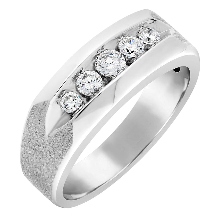 18K White Gold Lab Diamond Mens Wedding Band