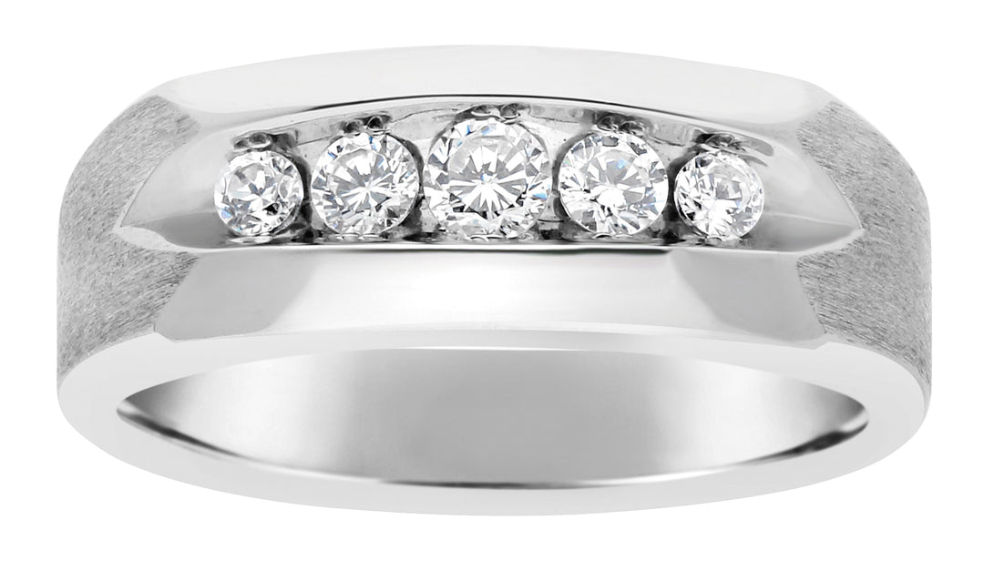 18K White Gold Lab Diamond Mens Wedding Band