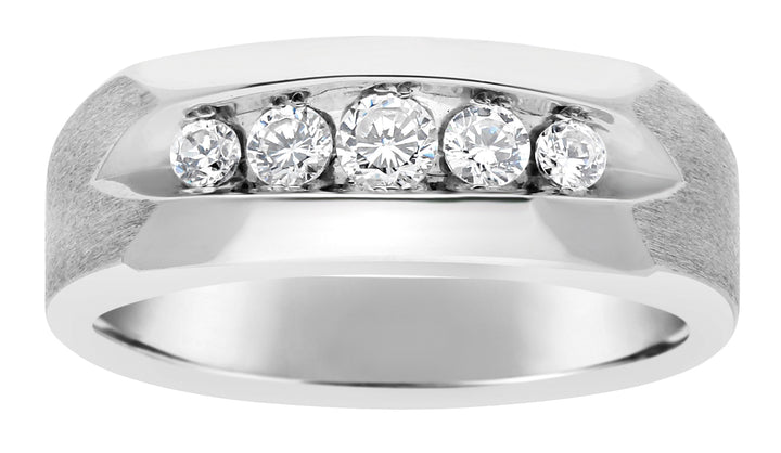 18K White Gold Lab Diamond Mens Wedding Band