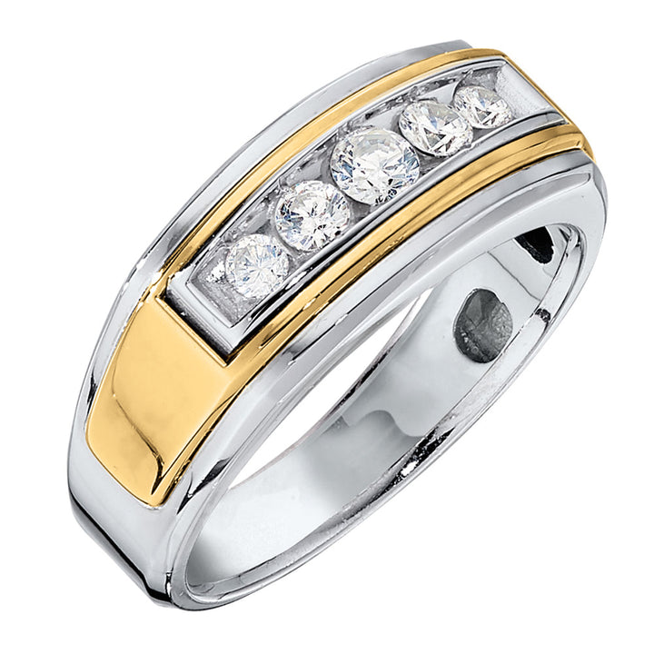 Mens 14K White Gold Lab Diamond Wedding Ring