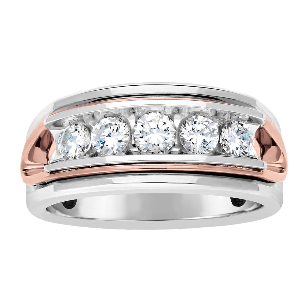 14K White Gold Lab Diamond Mens Wedding Band