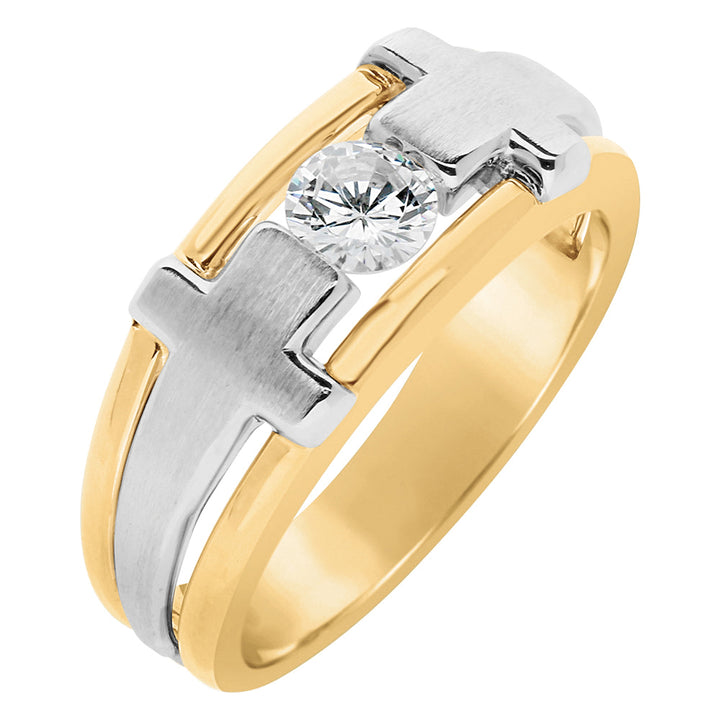 14K White Gold Lab Diamond Mens Band
