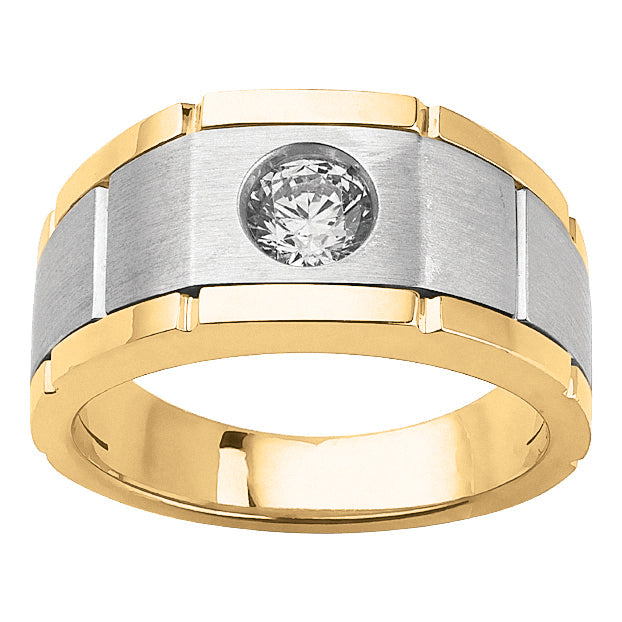 Mens 18K White Gold Lab Diamond Solitaire Ring