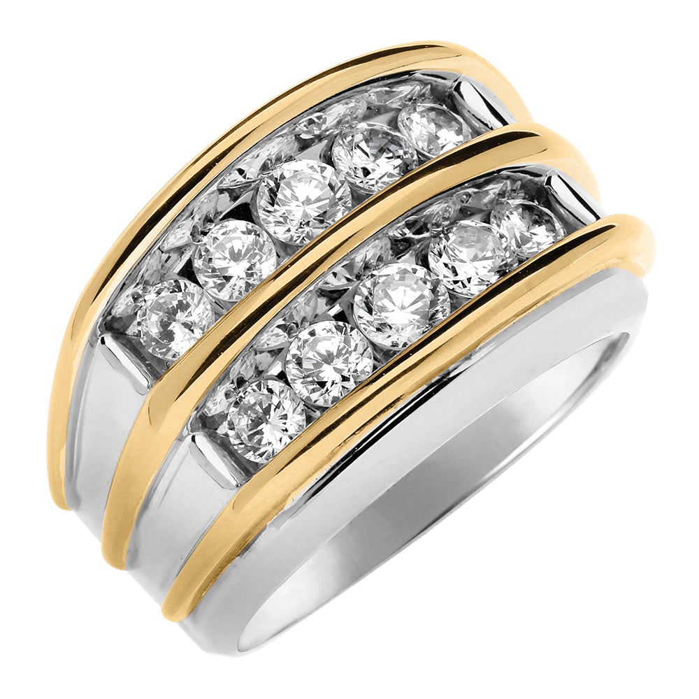 18K White Gold Round Diamond Mens Band