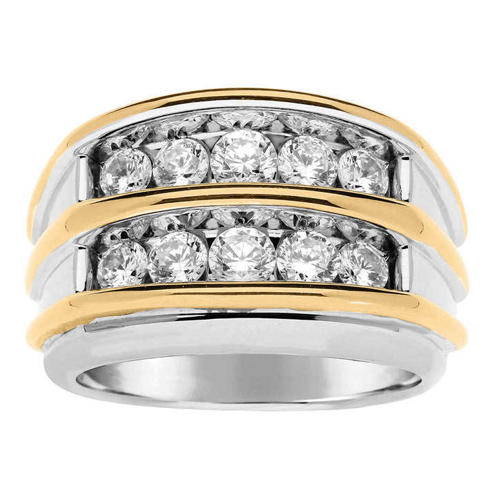 18K White Gold Round Diamond Mens Band