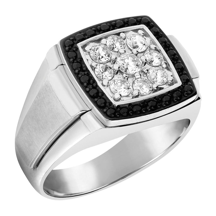 18K White Gold Lab Diamond Mens Cluster Ring