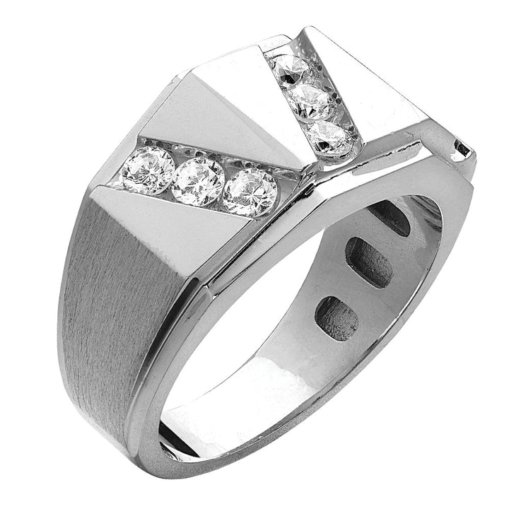 14K White Gold 0.99ctw Lab Diamond Mens Ring