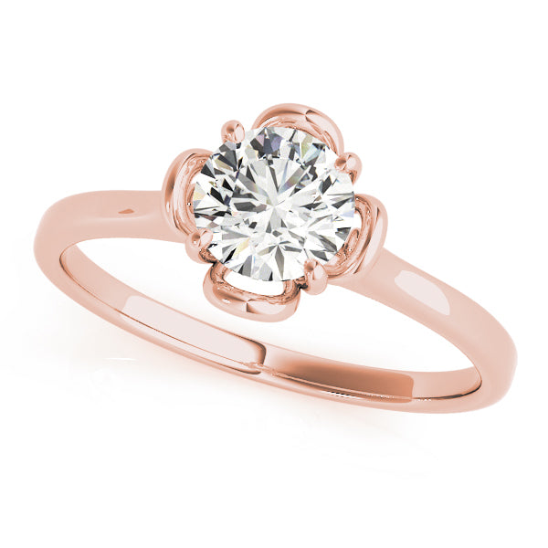 Nature-Inspired Round Diamond Basket Solitaire Diamond Engagement Ring