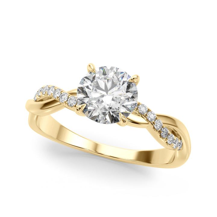 Nature-Inspired Round Twisted Shank Diamond Engagement Ring