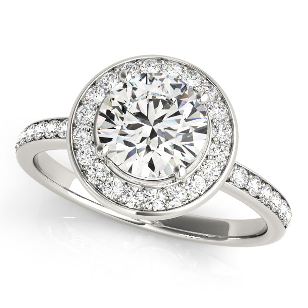 Round Channel Set Halo Diamond Engagement Ring