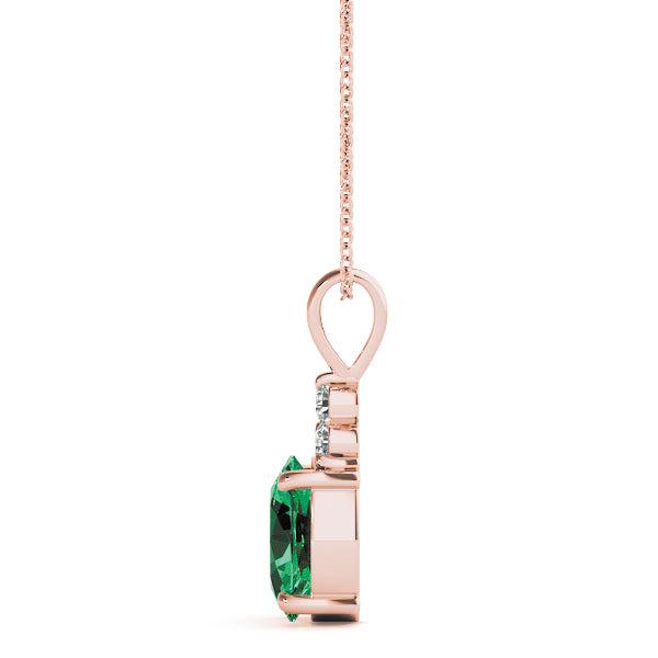 14K Rose Gold Oval Diamond Pendant