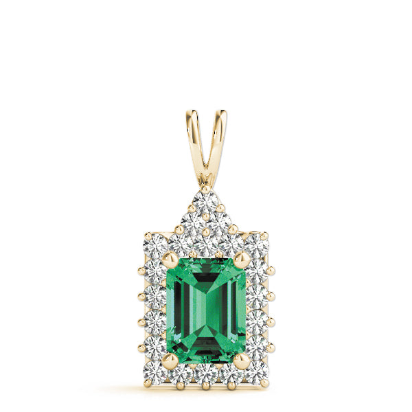 14K Yellow Gold Emerald Diamond Fashion Pendant