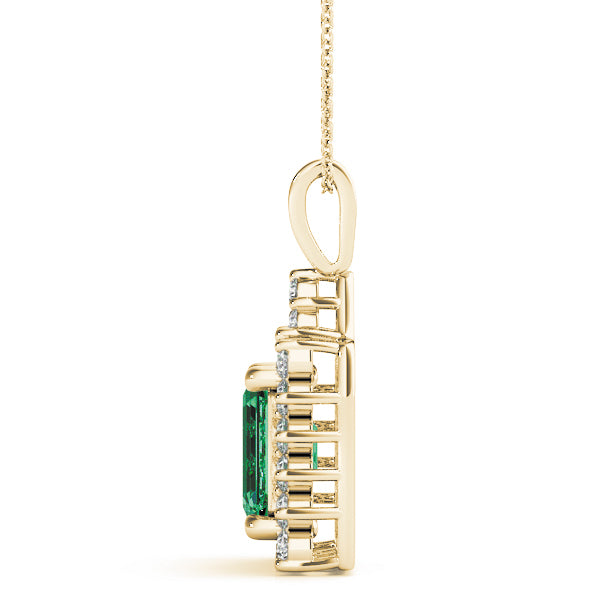 14K Yellow Gold Emerald Diamond Fashion Pendant