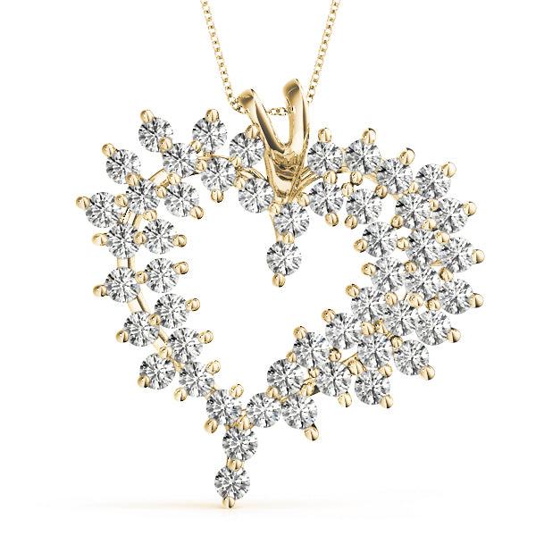 14K Yellow Gold Multi-Diamond Heart Pendant