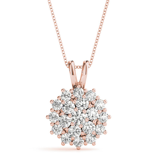 Rose Gold 18-Diamond Cluster Pendant