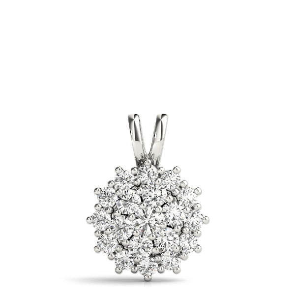 White Gold Lab Diamond Cluster Pendant