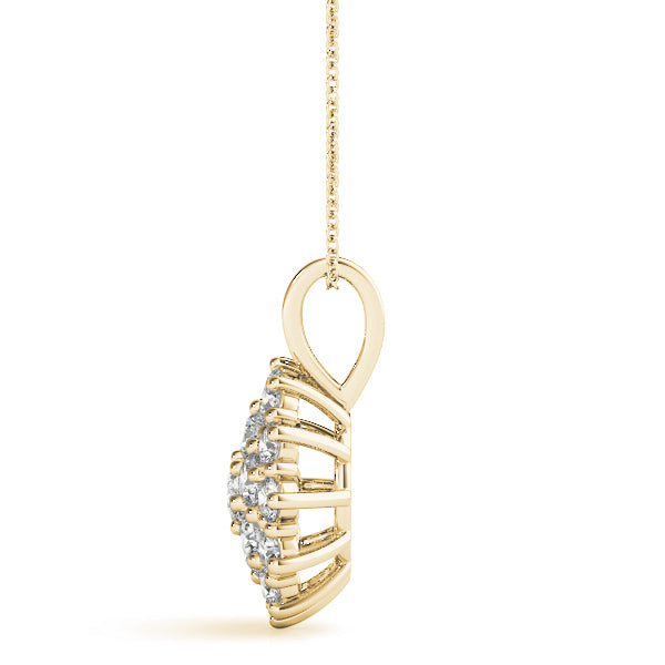 18K Yellow Gold Lab Diamond Cluster Pendant