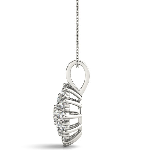 Platinum White Diamond Cluster Pendant