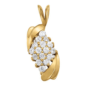 14K White Gold 16-Diamond Cluster Pendant
