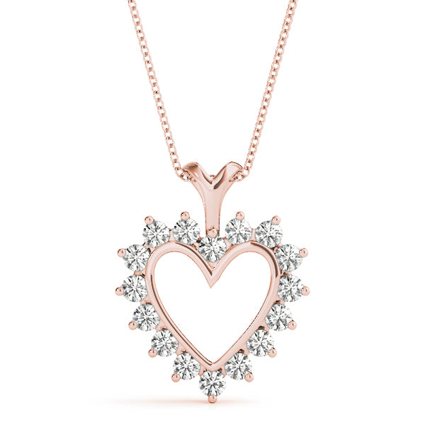 Rose Gold 16-Diamond Heart Pendant