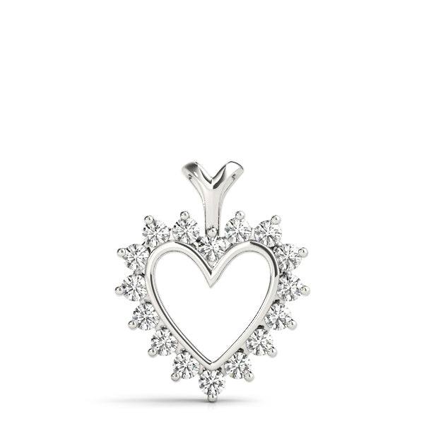 18K White Gold Diamond Heart Pendant