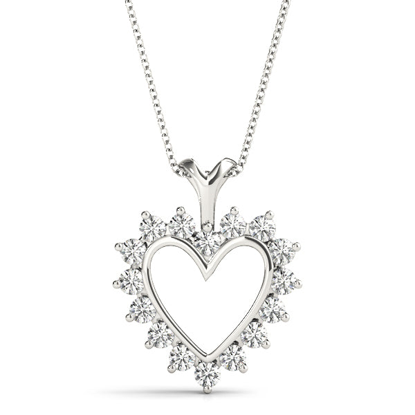 18K White Gold Diamond Heart Pendant