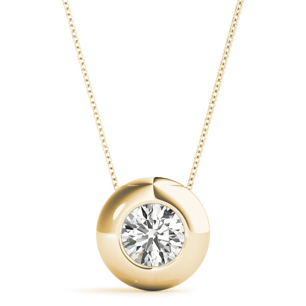 1 Carat Lab Diamond 14K Yellow Gold Solitaire Pendant