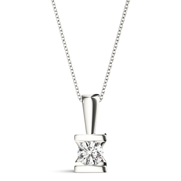 1ct Diamond 18K White Gold Solitaire Pendant Necklace