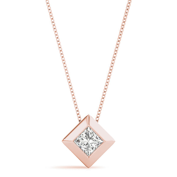 14K Rose Gold 1.35ct Square Diamond Pendant