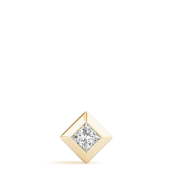 14K Yellow Gold Square Diamond Solitaire Pendant