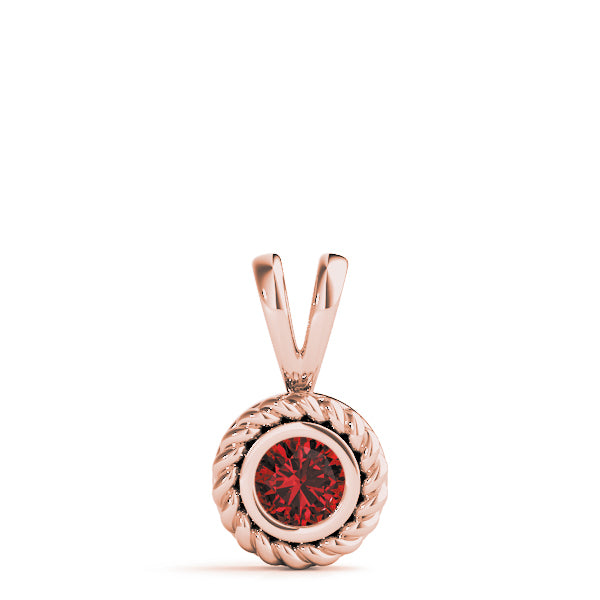 14K Rose Gold Round Diamond Pendant