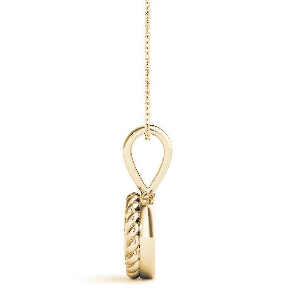 14K Yellow Gold Round Diamond Pendant
