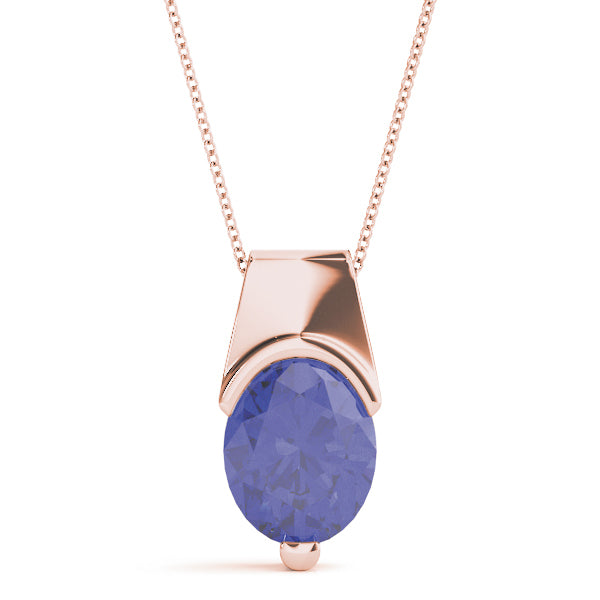14K Rose Gold Oval Diamond Pendant