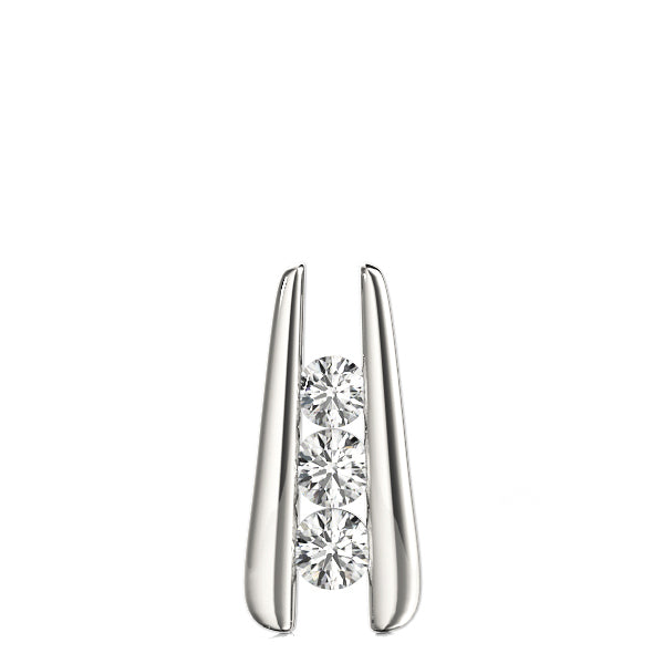 Platinum 1 ct Round Diamond Three Stone Pendant
