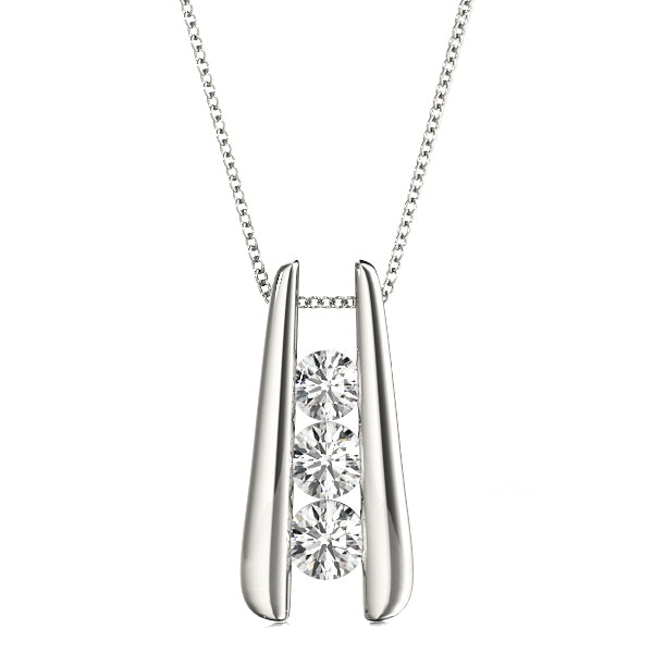 3-Stone White Platinum Diamond Pendant