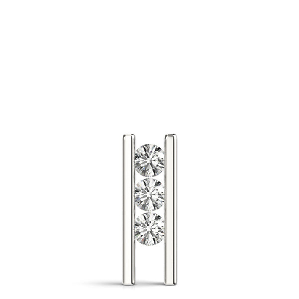 18K White Gold 1 CT Three Stone Diamond Pendant